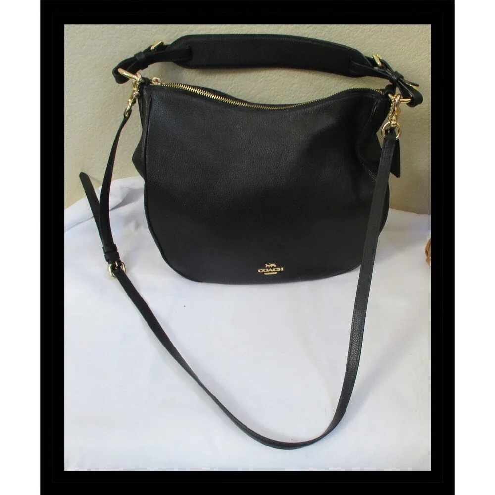 Coach Black Two Way Purse Gold Trim 35593 AUTHENTIC